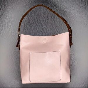 Rosewater Pink Vegan Leather Hobo Bag w/Brown Strap & Suede Interior | EUC (Med)